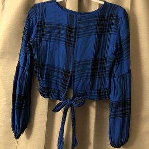 Blue and black plaid crop top
